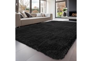 Treeboy Modern Grey Area Rug 200x300cm - Washable Anti-Slip Extra Large Shaggy Soft Carpet Mat for Living Room, Bedroom, Kids - Fluffy Floor Mat