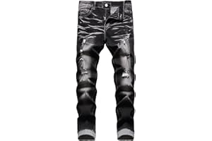 JENY-LUCK Men's Slim Fit Stretch Jeans Ripped Skinny for Men, Distressed Destroyed Straight Leg Fashion Comfort Flex Waist Jeans, Teenager Casual Fashion Designer Classic Regular Fit Basic Denim Pants