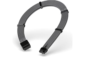 EZDIY-FAB Cavo di Estensione Manicato per Alimentazione GPU PCIe 5.0 16 pin (12+4) 12VHPWR,Maschio a Femmina, Compatibile con RTX 5080, 5070, 4090, 4080, 4070, 16AWG con Pettini per Cavi/Carbonio