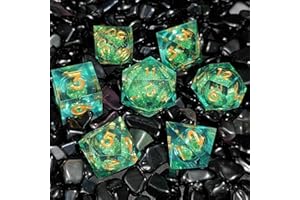 ORUZA 7 Stück Polyedrische DND Würfel Set Liquid D&D Core Würfel D4 D6 D8 D10 D12 D20 D% Treibsand Spielwürfel für Dungeons and Dragons RPG MTG Pathfinder Rollenspiele Spielwürfel
