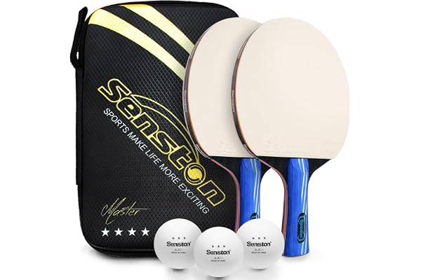 Senston Raquette de Ping Pong, 2 Raquette Tennis de Table avec 3 Balles avec Sac Professionnel