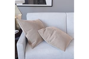ARREDITALY Set di 2 Federe Per Cuscini In Velluto Morbido e Resistente Copricuscini Per Divano Poltrona Soggiorno Arredo Arredamento Casa Design Moderno Elegante Cerniera Invisibile (45 x 45 cm, Beige)