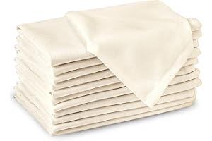 ‎ENCASA Encasa XO Baumwollstoffservietten | 12er-Set | Größe 43x43 cm | Natürlich Volltonfarbe | Waschmaschinenfest