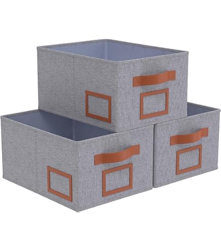 Set Di 3 Scatole Organizer Yawinhe - Pieghevoli In Tessuto - 38x25x21 Cm - Bianco - Foto 2