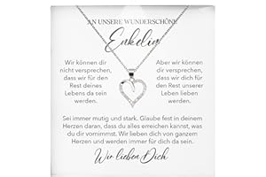 22Feels An Unsere Enkelin Geschenk von Oma Opa: Echt Silber 925/000 Damen Colliers mit 23 Zirkonia Steinen - Frauen und Mädchen Herz Halsketten mit Botschaftskarten Made In Germany