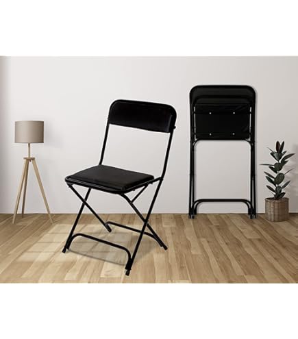 Black Folding Chairs Panana Folding Chairs With Padded Cushion And Back, Metal Chairs For Home And Office,Indoor And Outdoor Foldable Chairs (Grey, 6 Pack Plastic Chair