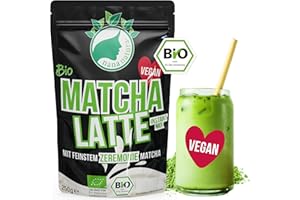 ‎NANANATURA NanaNatura's Bio Matcha Latte Instant Pulver VEGAN mit echtem Zeremonie-Matcha aus Japan 250g | heiß oder kalt (als Iced-Latte) genießen | glutenfrei