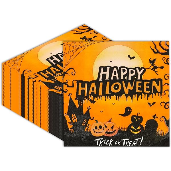 100 Halloween-Servietten Mit Kürbis-Motiv – 3-lagig, 32,5x32,5 Cm, Für Partys & Dekoration