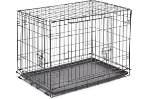 New World B30DD Double Door 30" Small Dog Breed Crate with Leakproof Tray and Floor Protection Feet and Patented Features