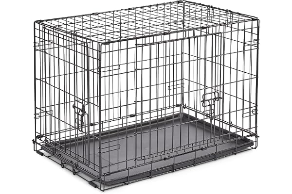 New World B30DD Cage pour chiens de petite taille, nouvellement améliorée, 76,2 cm, double porte, comprenant un plateau étanche, des pieds protégeant le sol et de nouvelles caractéristiques brevetées