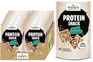 ‎DR KARG Dr. Karg’s Protein-Snack Sesam Leinsaat - knusprig, vegan, proteinreich, Snack mit mehr als 30% Eiweiß & weniger Kohlenhydraten sowie extra vielen Saaten, Proteinquelle, ohne Zusatzstoffe, 14x85g