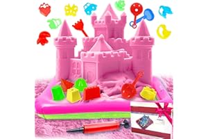 KOKOBOX Kinetischer Sand Kinder Set Sandkasten Sandbox 1.5kg +18 Zubehör Bunter Magic Sand Kinder Set Magischer Sand Zaubersand Spielsand Kinetischer Sand Junges Mädchen Sandknet Kinder ab 3 4 5 6 Jahre-Rosa