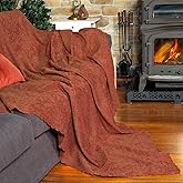 Latuda Home Premium Koltuk &Ouml;rt&uuml;s&uuml; 175x215 Gramajlı Jakarlı Ş&ouml;nil Kiremit | Kanepe &Ouml;rt&uuml;s&uuml; | Kaymaz