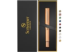 Scriveiner EDC Luxury Rollerball, Stunning Heavy Pocket Pen, Hand Brushed Copper Finish, Cool Writing Instrument for Men, Women, German Schmidt Refill, Nice Fancy Office Designer Set