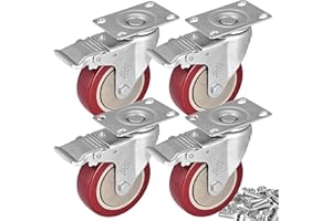 YOOGAA 125 mm Heavy Duty Silent Swivel Caster Set of 4 With Brake Wheels, Dual Locking Bearing Plate for Furniture Workbench Cart