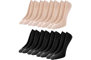 Toes Home Stopki, damskie skarpety balerinowe, 8 par, niewidoczne skarpety do sneakersów, antypoślizgowe, silikonowe, oddychające, półskarpety