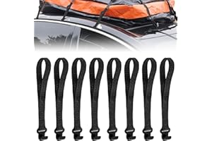 WGDVVJV 8 Pcs Rooftop Cargo Tie Down Hook Straps - Metal Hook Roof Rack Straps for Car Top Luggage
