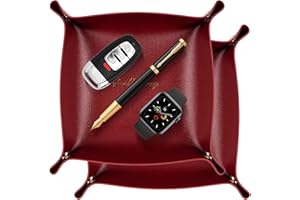 AIBAOBAO Svuotatasche Pelle, 2 Pezzi Vassoio Portaoggetti da Ingresso, Svuota Tasche Moderno Design, Vassoio per Chiavi, con Chiusura a Bottoni per Chiavi Monete Guarda Portafoglio Gioielli