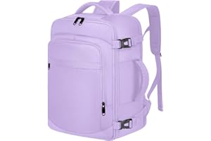 ENZOSUM Bagaż podręczny, plecak, bagaż podręczny, plecak do samolotu, mały plecak podróżny pod siedzeniem, bagaż podręczny, torba na weekend, krótki torp, dla mężczyzn i kobiet, czarny, jasnofioletowy