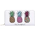 KUKOO Women’s Printed Zip Around Wallet Phone Clutch Purse Card Holder Organizer, White -5, One Size, Card Case Wallet