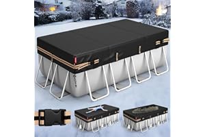 QH.HOME 8x16 Ft Rectangular Pool Cover with Quick-Tightening Drawcord,Rectangle Pool Cover for Above Ground Pools with Weight-Bearing Rings