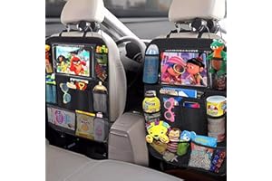 TULEBOLIAN 2 Pack Organizador de Asiento de Coche, Protectores de Asiento para Coche, Organizador Asiento Trasero Niños para Tablet iPad Para Almacenar Juguetes, Bocadillos Y Tazas En El Auto