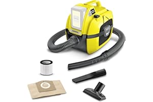 Kärcher 18 V Aspirateur Multifonction sans Fil WD 1 Compact, Eau et Poussière, Filtre Cartouche, Flexible: 1,20 m, Taille Cuve: 7 l, Puissance: 230 W, Compatible avec Batterie 18 V Non Incluse