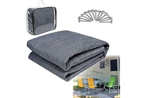 VA-Cerulean Tapis pour auvent - Tapis d'extérieur - Tapis de camping en polyéthylène haute densité - Tapis de sol avec piquets - Sac de transport - Pour camping, pique-nique, gris et bleu
