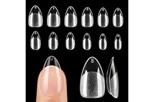 UNA GELLA Capsule Américaine Ongle Amande Courte, 120 PCS 12 Tailles Full Cover Capsules Ongles, Ongles Soft Gel Clairs, Solides et Durables, Press-On pour DIY et Salon