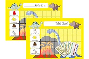 kids2learn Potty Training Reward Chart Pack - Toilet Training Chart for Toddlers & Children with 270 Star Stickers for Boys/Girls Dinosaurs