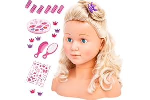 Bayer Design - Tête à Coiffer et Maquiller Super Model avec Accessoires, Cheveux blonds, 90005AB, Multicolore