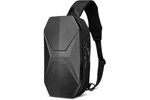 VARLIVOO Moda Zaino Monospalla da Uomo Borse a Spalla Sling Bag con USB Port Crossbody Bag Sling Backpack Affare Viaggio Escursionismo Impermeabile Difficile Guscio Poliestere Nero A