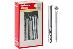 Fischer Chevilles allongées avec vis, gris, 8 x 80 mm