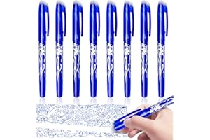 Eurtes 8 Couleurs Stylos Effaçables,Bille Effaçables à Encre Gel,Stylos à Bille avec Gomme,0,5mm Stylo Roller Effaçable,Stylo Gomme pour Enfants, Adultes, École, Bureau, Fournitures de Papeterie