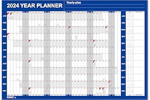 RMMD 2024 Year Planner Calendar 2024 Family Planner Wall Planner from Jan. 2024 to Dec. 2024, 22.8" x 33.5" Thick Paper Wall Calendar for Home Office Organiser Planner (2024Blue)