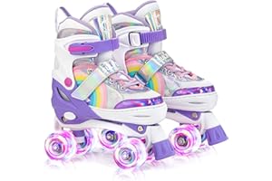 SULIFEEL Unicorn Girls and Boys Adjustable Roller Skates for Kids with Light up Wheels