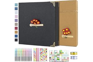 Vienrose Album de Fotos 10x15 Scrapbook con Espiral (60 Páginas Negra) Pegar y Escribir DIY Scrapbooking Álbum de Recortes para Familia Bebé, Aniversario Bodas, Vacaciones, 30x30 cm