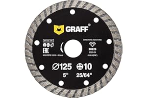 GRAFF Disque Diamant 125 mm Turbo - Disque à Tronçonner Diamant pour coupe Carrelage Pierre Ciment Céramique Béton Granite Grès Cérame - Disque Diamant Carrelage