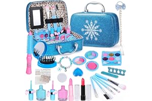 Maquillage Enfant Fille, 27PCS Ensemble de Maquillage Lavable Jouet avec Véritable étui à Cosmétiques Jeu de Maquillage pour Anniversaire Jouets de Noël pour 4 5 6 7 8 9 10 Ans+