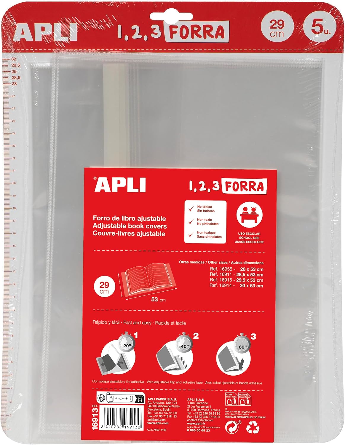 Qualité de Fabrication & Durabilité : APLI 16913 - Confezione da 5 copertine per li