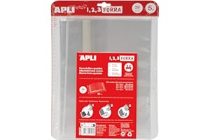 APLI Book Cover with Adjustable Flap Polypropylene 29 x 53 cm 75 µ Pack of 5 16913