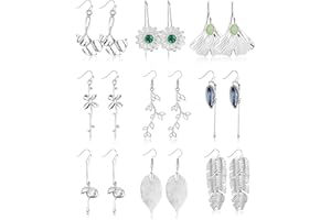 Kakonia 9 Pairs Bohemian Vintage Drop Dangle Earrings for Women Boho Crystal Flower Statement Earrings Teardrop Fashion Dangling Jewellery