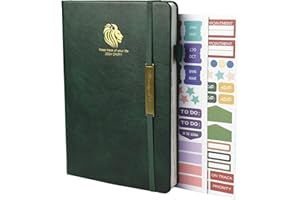 EARNING POWER 2024 Diary Planner, 2024 Diary A5 Page A Day, Year Daily Calendar Planner, Complete Business Planner, Agenda and Journal Organiserwith Pen Loop,Sticker and Inner Pocket, 21x14.5cm（Green)