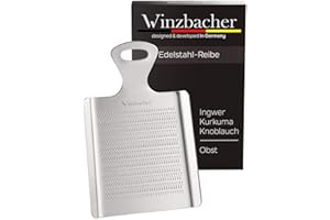 Winzbacher - L'original – Râpe à gingembre en acier inoxydable | Idéal pour le gingembre, le curcuma et l'ail | Passe au lave-vaisselle | Idéal pour la préparation de thé au gingembre