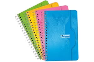 Calligraphe 76C Un Carnet à Spirale (une Marque de Clairefontaine) - 11x17 cm - 100 Pages Petits Carreaux - Papier Blanc 70 g - Couverture Carte Recyclée Vernie - Couleur Aléatoire