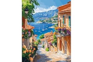 DAERLE Dipingi con i Numeri per Adulti Bella vista della città lacustre, Kit di Pittura acrilica Fai-da-Te per Adulti Principianti Facile su Tela, Paesaggio, Decora la casa Regalo 40x50cm Senza Cornice