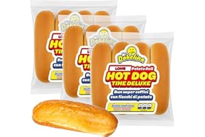 MR. DOBELINA Mr.Dobelina Hot Dog Potato Rolls, 3 Confezioni da 4x60g e 16cm, Morbidi e Dorati, Senza Lattosio, Ideali per Hot Dog Ricchi in Stile Americano, Senza Conservanti o Additivi