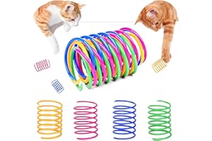 Grantop 60 sztuk zabawek dla kotów, kolorowe, kreatywne, spiralne pióra z tworzywa sztucznego, zabawka dla zwierząt domowych, kolorowe spiralne pióra sprężynowe dla kota (60 sztuk)