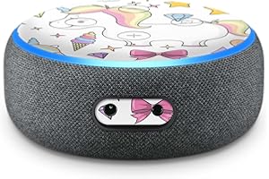 Skins4u Aufkleber Design Schutzfolie Sticker kompatibel mit Amazon Echo Dot 3.Generation Skin Cover Folie selbstklebend (Einhorn Draw)