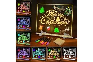 MUHOGXIO LED Notiztafel mit Farben 35x25cm/13.7X9.8 Zoll,4 Modi & 7 Farben LED Note Board, Transparente Acryl Leuchtende Schreibtafel,Leuchtendes Led Zeichenbrett Für Kinder, mit Ständer, 7 Markern